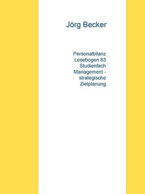 cover image of Personalbilanz Lesebogen 83 Studienfach Management--strategische Zielplanung